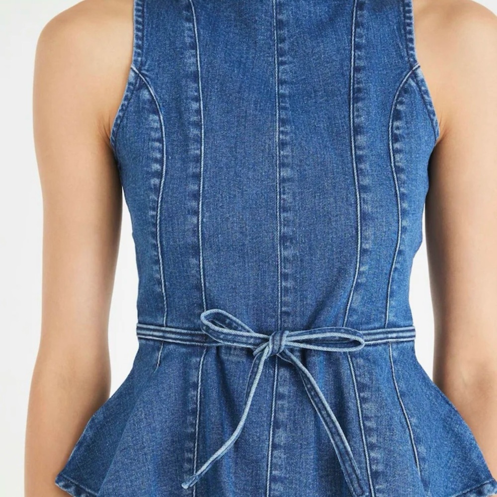River Island Dark Blue Denim Top